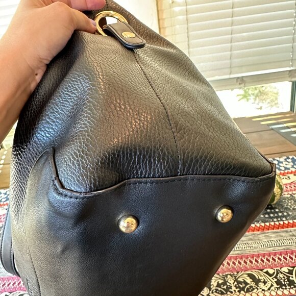 Sondra Roberts 'Squared' Faux Leather Tote Black, EUC - Picture 7 of 11